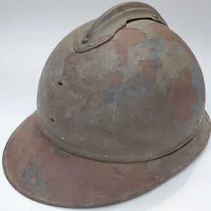 SOLD WW1ADRIAN FRENCH Helmet Leather RF FLAMING BOMB CASQUE FRANCE M15 Dark